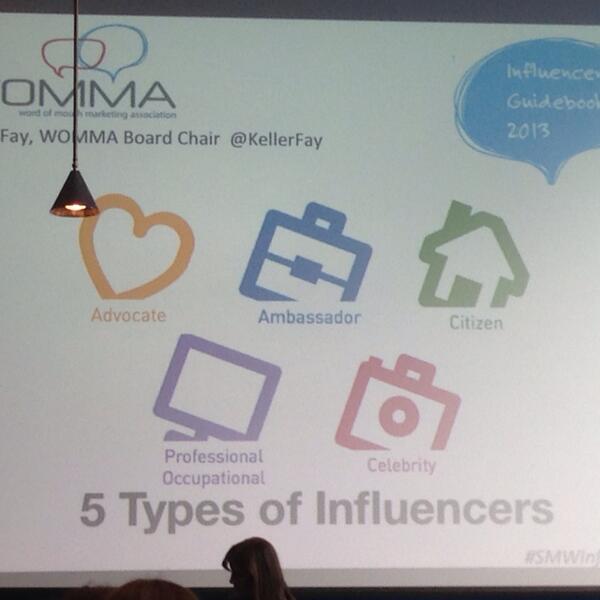When it comes to influencers, there is no one size fits all.  There are different types.  #smwinfluencers http://t.co/yph1tmV32u