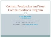 Content Production and Your Communications Program