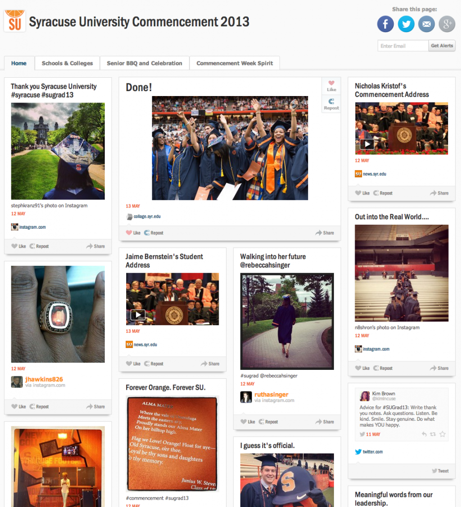 RebelMouse page for Syracuse University Commencement 2013